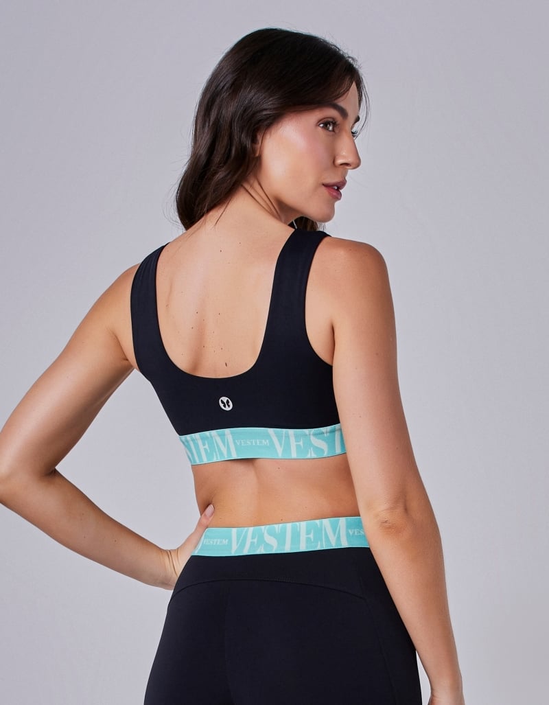 Vestem - Top Simone Black and Green Fras - TOP960.CP.C0216