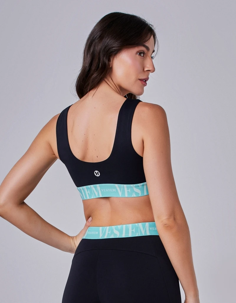 Vestem - Top Simone Black and Green Fras - TOP960.CP.C0216