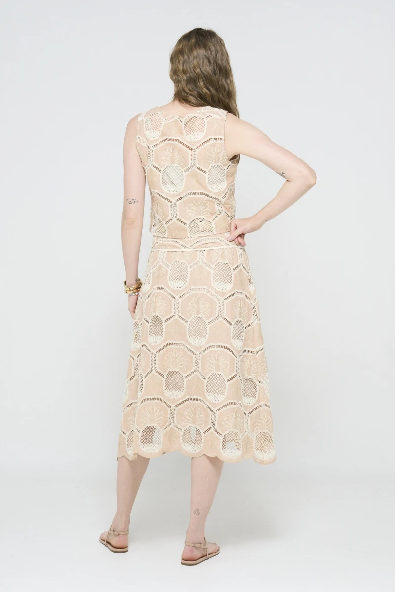 Hidrogênio - Beige skirt with yoke - 20515003