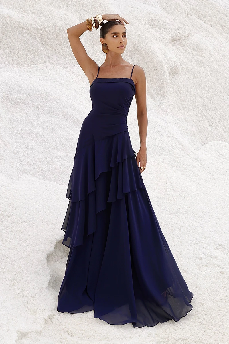 Dot Clothing - Dress Dot Clothing Long Kate Frill Asymmetrical Navy - 2897AZULES Dot Clothing - Dress Dot Clothing Long Kate Frill Asymmetrical Navy - 2897AZULES