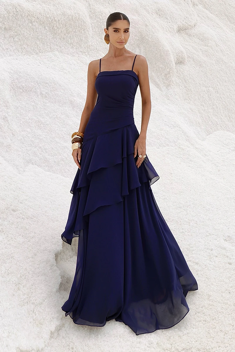 Dot Clothing - Dress Dot Clothing Long Kate Frill Asymmetrical Navy - 2897AZULES