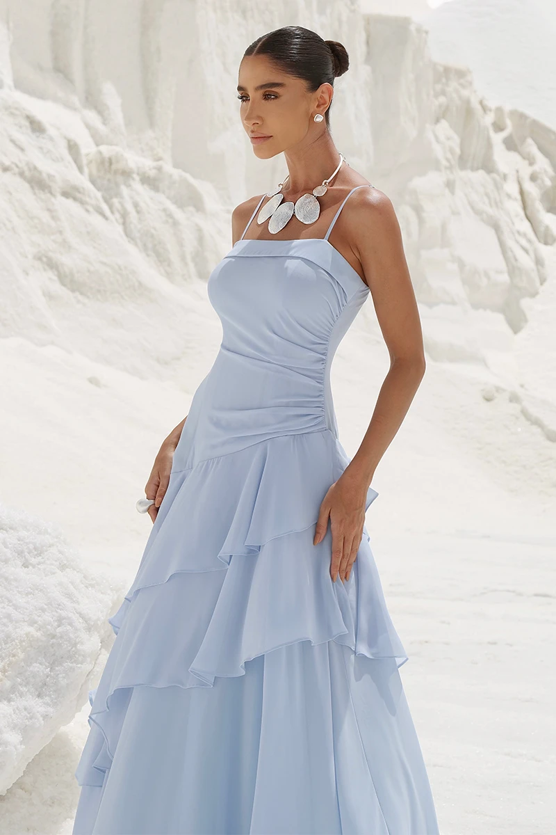 Dot Clothing - Dress Dot Clothing Long Kate Frill Asymmetrical Light Blue - 2897AZUL Dot Clothing - Dress Dot Clothing Long Kate Frill Asymmetrical Light Blue - 2897AZUL