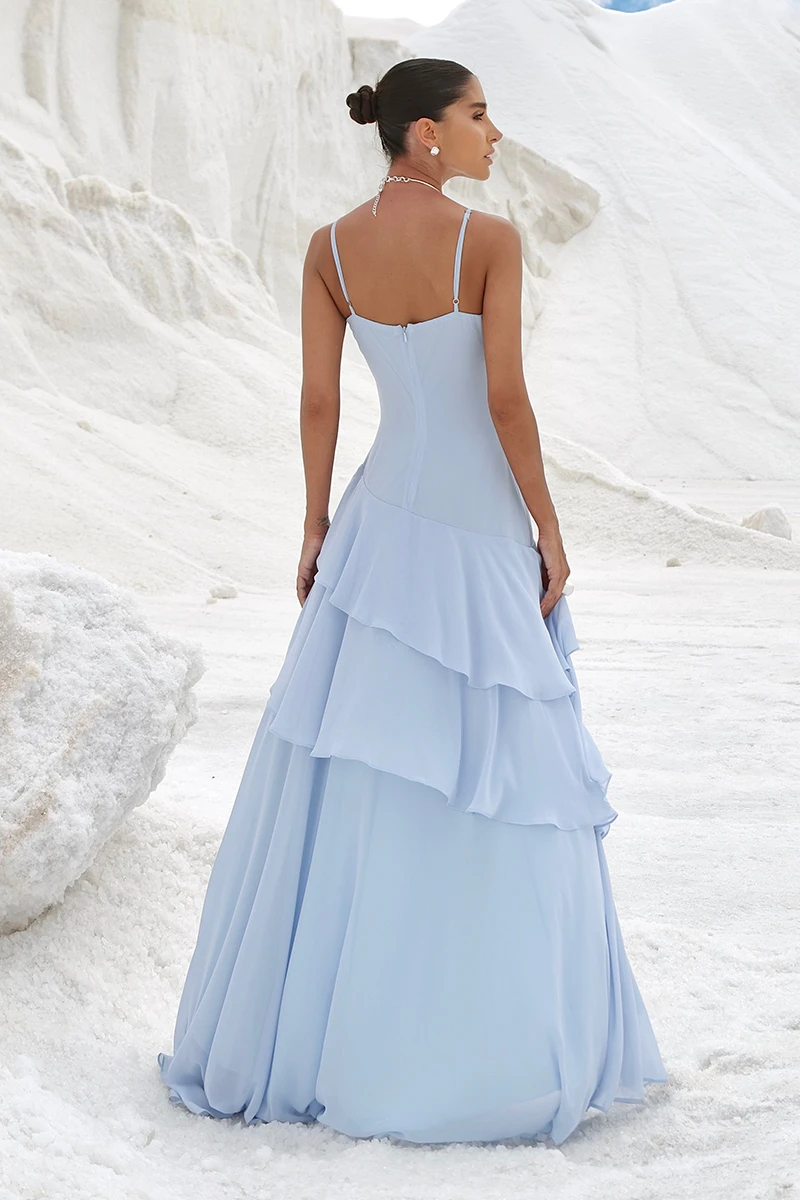 Dot Clothing - Dress Dot Clothing Long Kate Frill Asymmetrical Light Blue - 2897AZUL Dot Clothing - Dress Dot Clothing Long Kate Frill Asymmetrical Light Blue - 2897AZUL