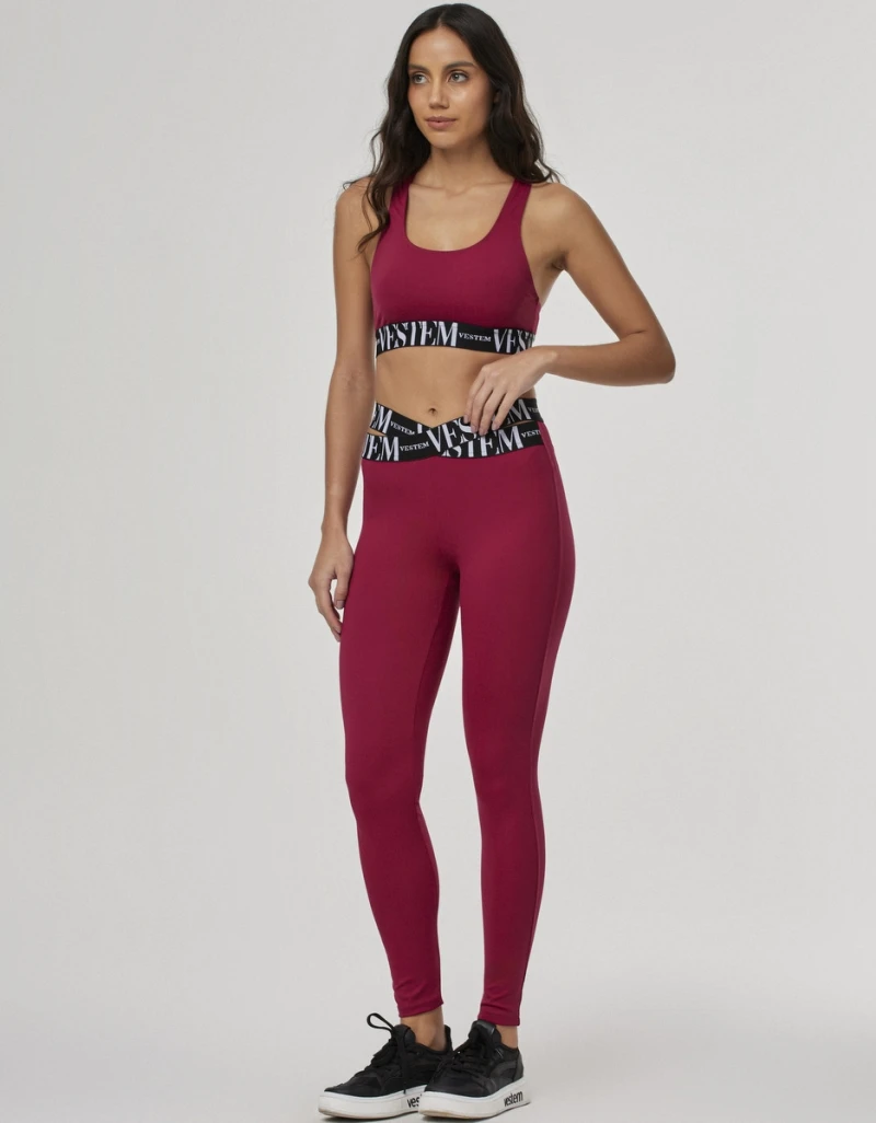 Vestem - Set Leggings and Sports Bra Luciana Vermelho Carmim - CJ207.C0548