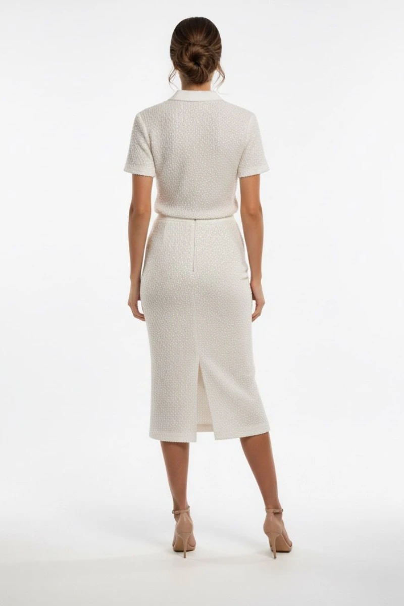 Hidrogênio - Off-white midi straight skirt - 20513018