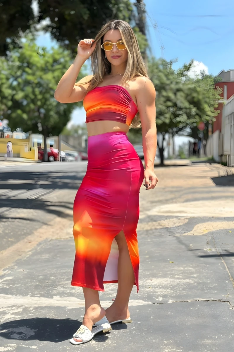 LANÇA PERFUME - High-Waisted Printed Super Midi Skirt by Lança Perfume - 2943