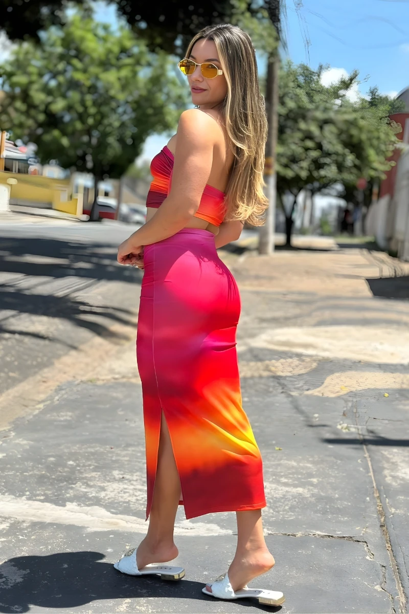 LANÇA PERFUME - High-Waisted Printed Super Midi Skirt by Lança Perfume - 2943