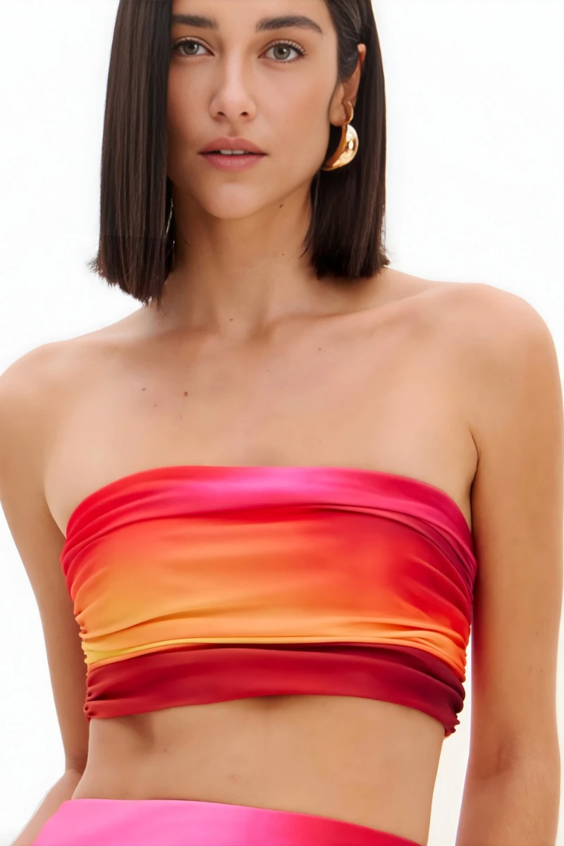 LANÇA PERFUME - Printed Strapless Cropped Top by Lança Perfume - 1979