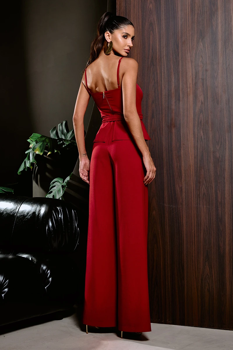 Dot Clothing - Set Dot Clothing Pamella Pants Wide-Leg Pants with Red Stripe - 2900VERM