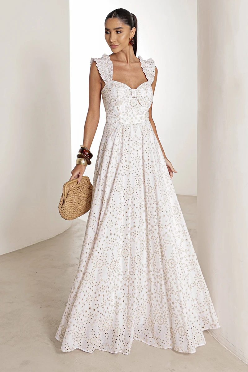 Dot Clothing - Dress Dot Clothing Longo Betina Laise Offwhite - 2902OFF