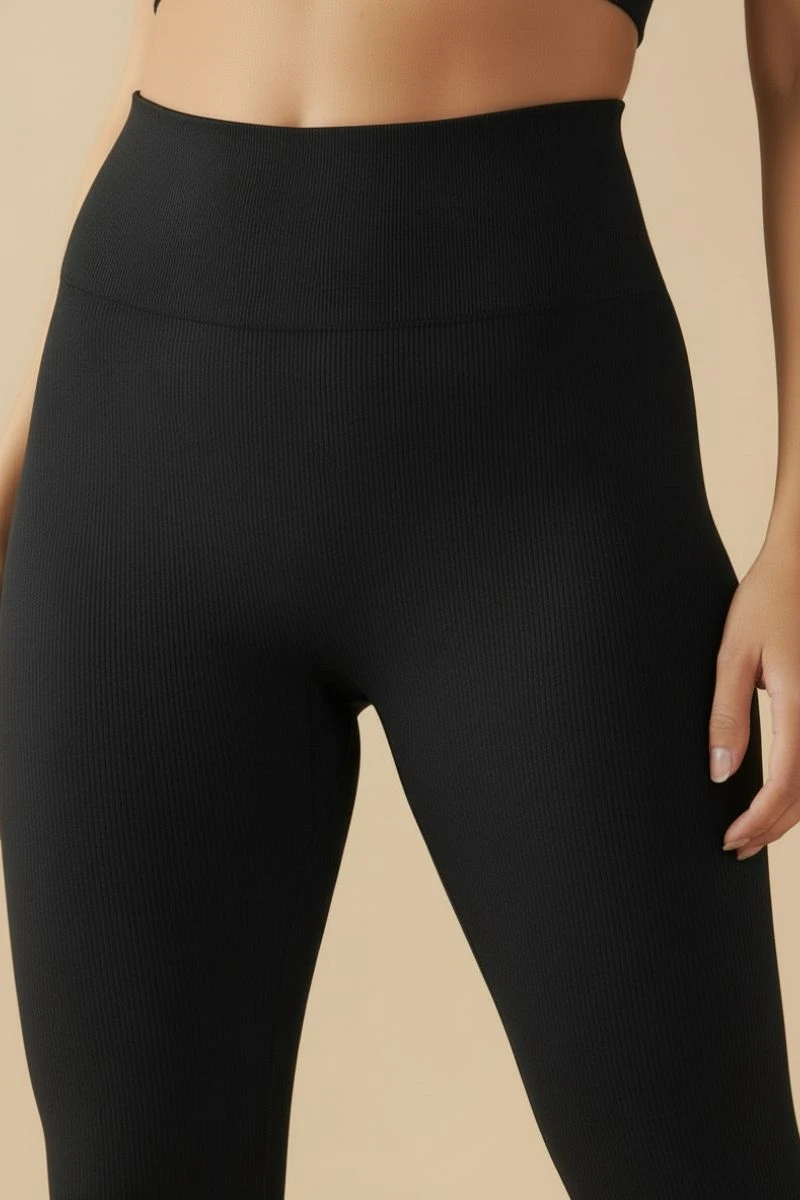 Hipkini - Essenza Seamless Ribbed Fitness Leggings, Black - 33331836