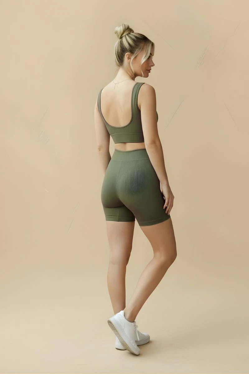 Hipkini - Seamless Movement Fitness Shorts, Plain Green - 33331841