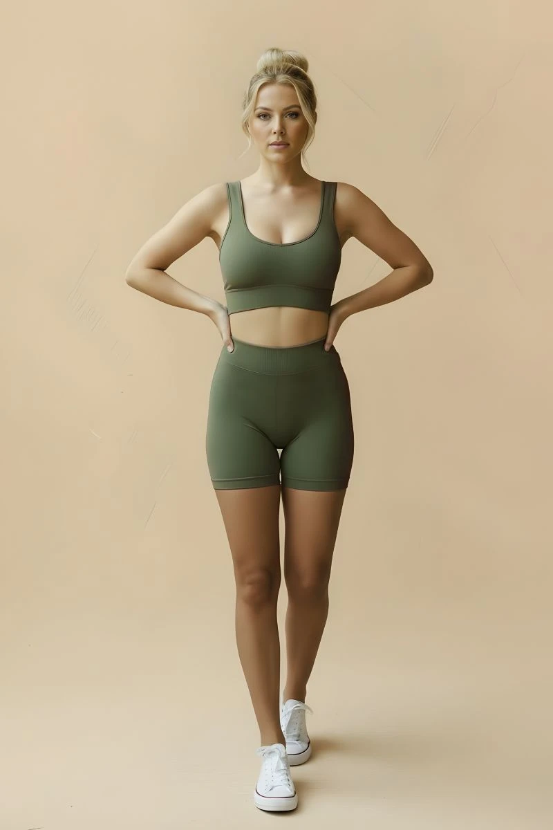 Hipkini - Seamless Movement Fitness Shorts, Plain Green - 33331841