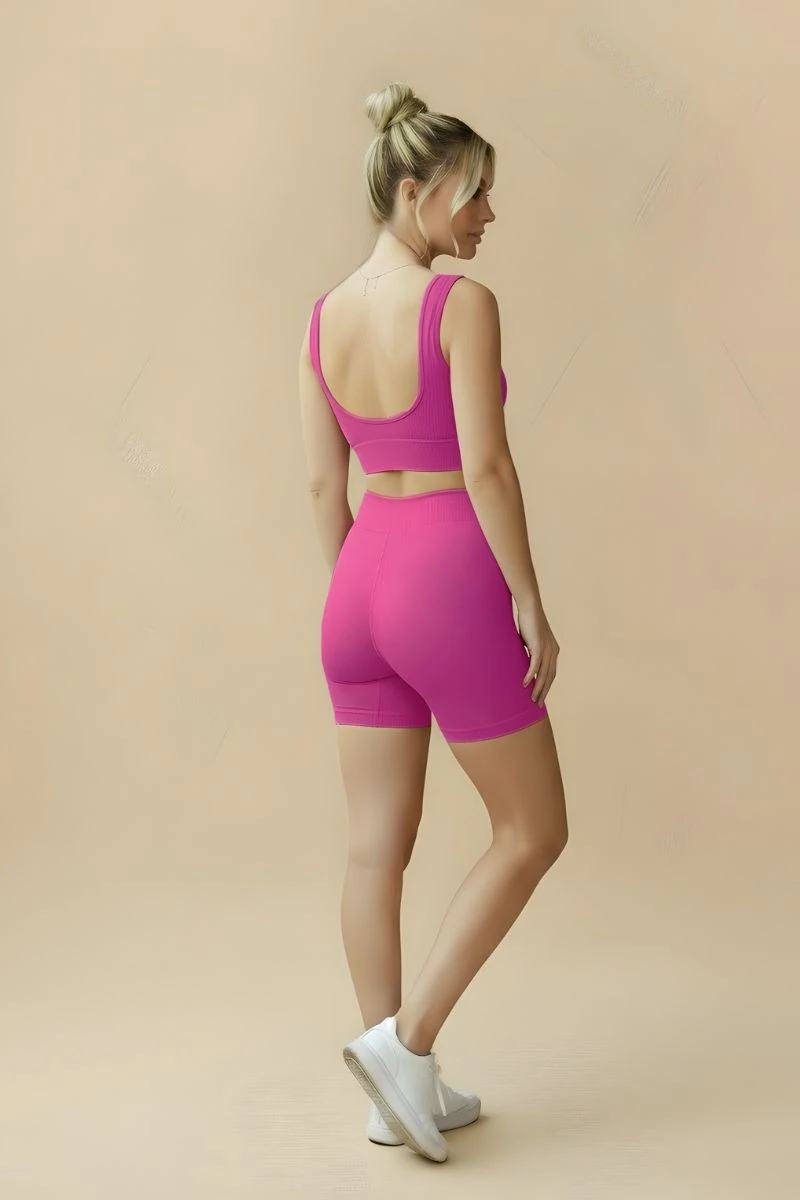 Hipkini - Seamless Movement Fitness Shorts, Plain Pink - 33331842