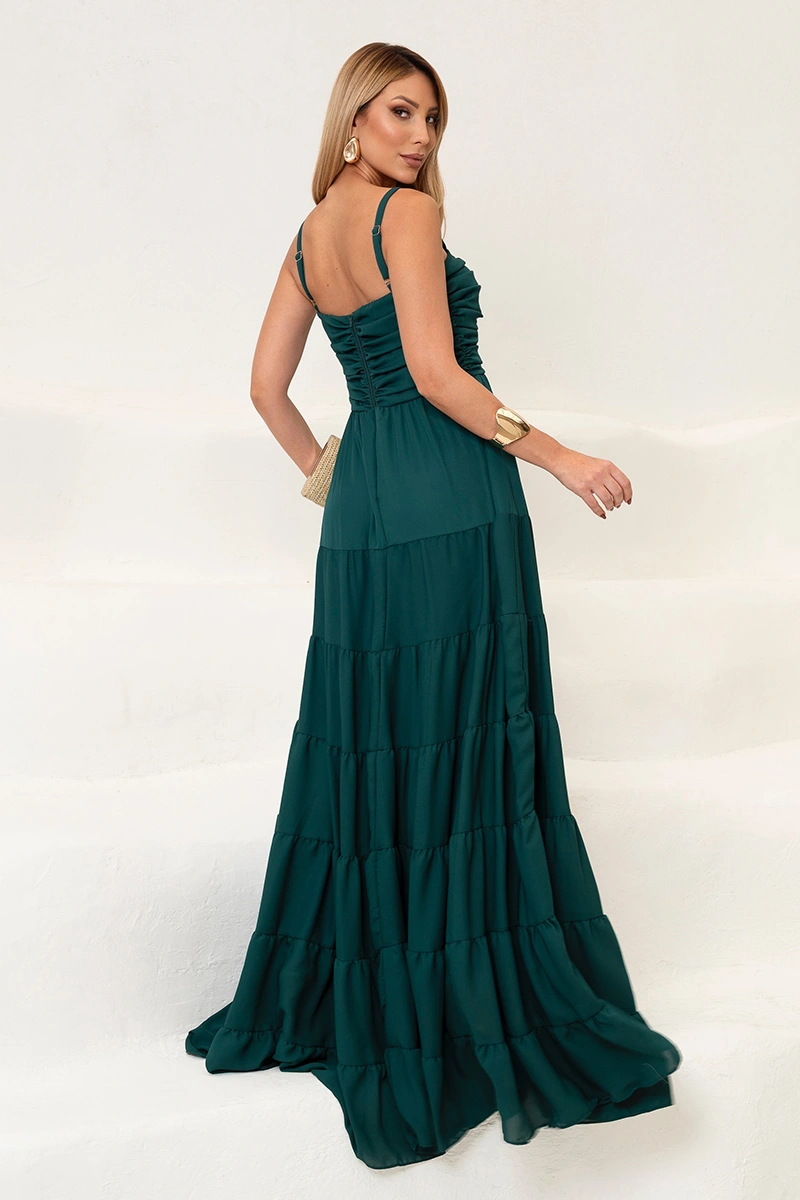 Dress Us - Dress Dressus Maisa Long Draped Dark Green - 54671VERDEES