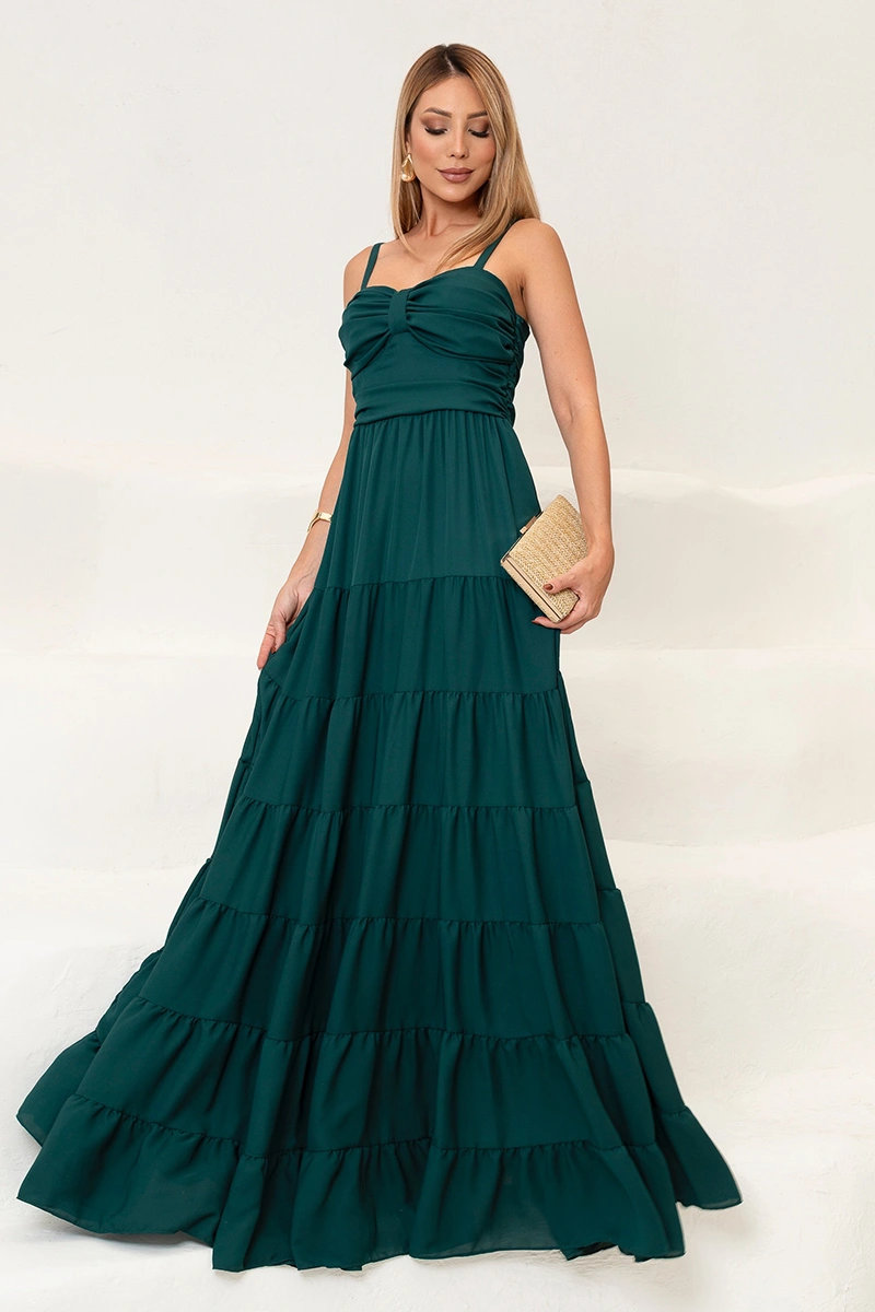 Dress Us - Dress Dressus Maisa Long Draped Dark Green - 54671VERDEES