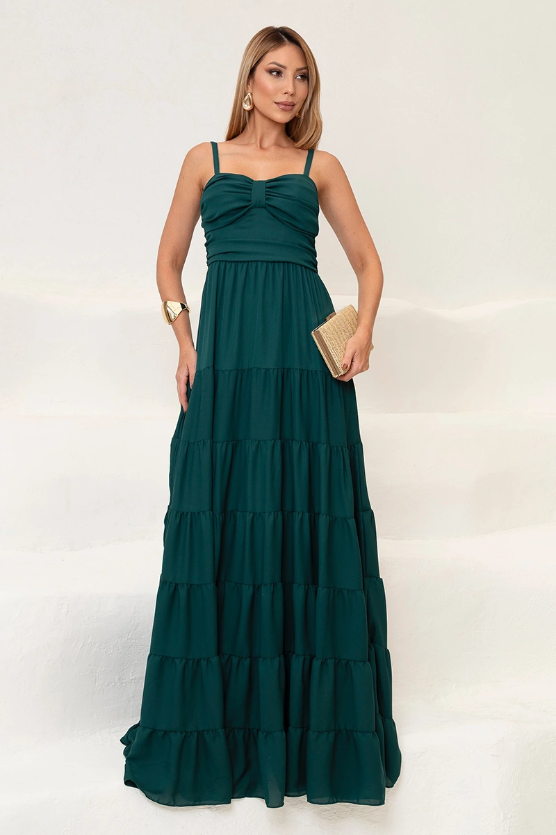 Dress Us - Dress Dressus Maisa Long Draped Dark Green - 54671VERDEES