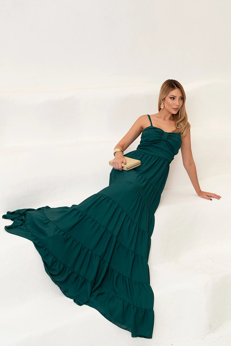 Dress Us - Dress Dressus Maisa Long Draped Dark Green - 54671VERDEES