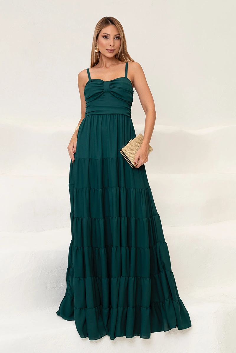 Dress Us - Dress Dressus Maisa Long Draped Dark Green - 54671VERDEES