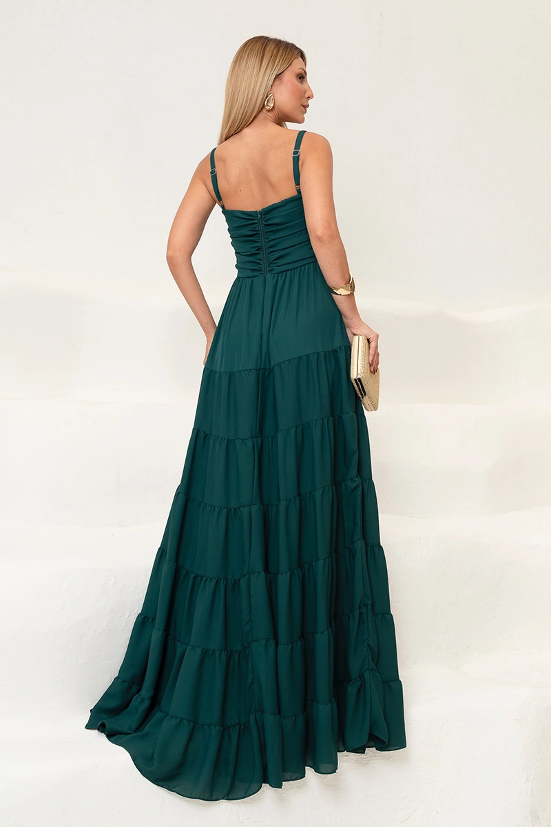 Dress Us - Dress Dressus Maisa Long Draped Dark Green - 54671VERDEES