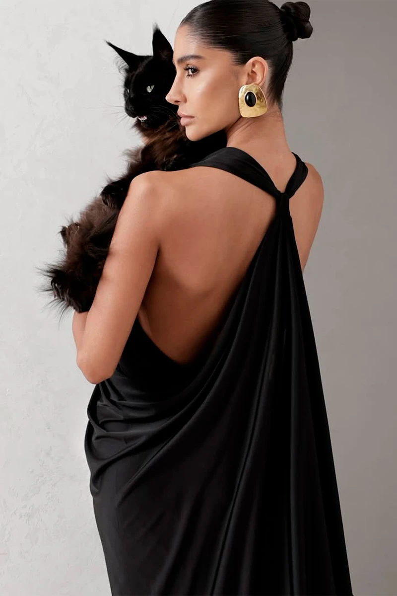 Dot Clothing - Dress Dot Clothing Long Aline Black - 2925PRETO