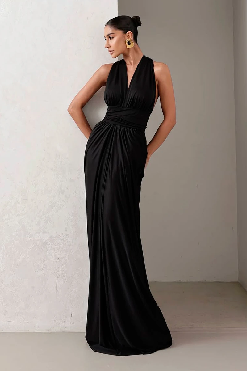 Dot Clothing - Dress Dot Clothing Long Aline Black - 2925PRETO