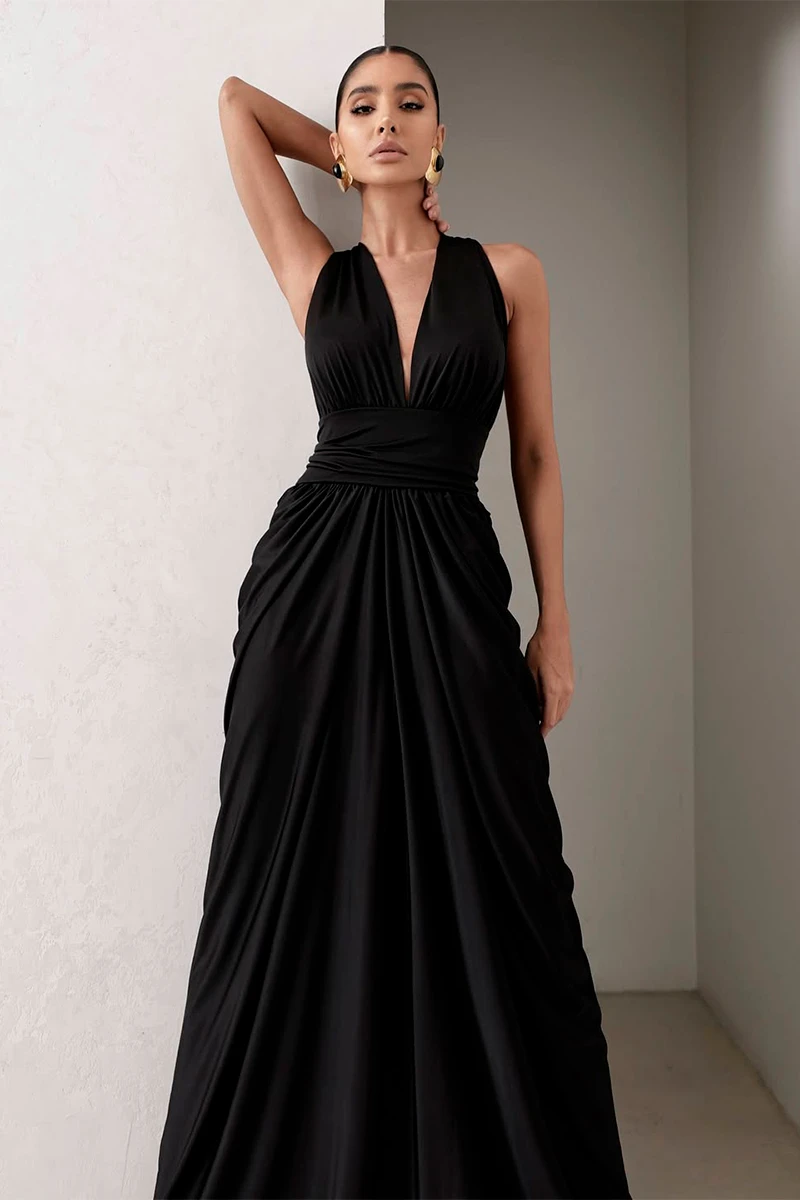 Dot Clothing - Dress Dot Clothing Long Aline Black - 2925PRETO