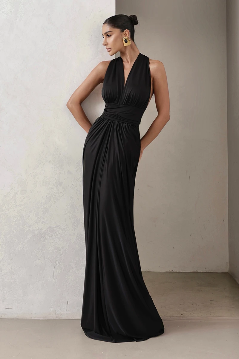 Dot Clothing - Dress Dot Clothing Long Aline Black - 2925PRETO