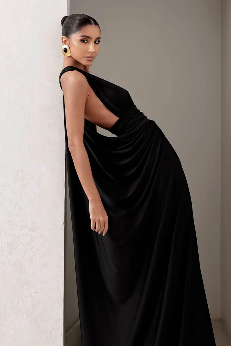 Dot Clothing - Dress Dot Clothing Long Aline Black - 2925PRETO