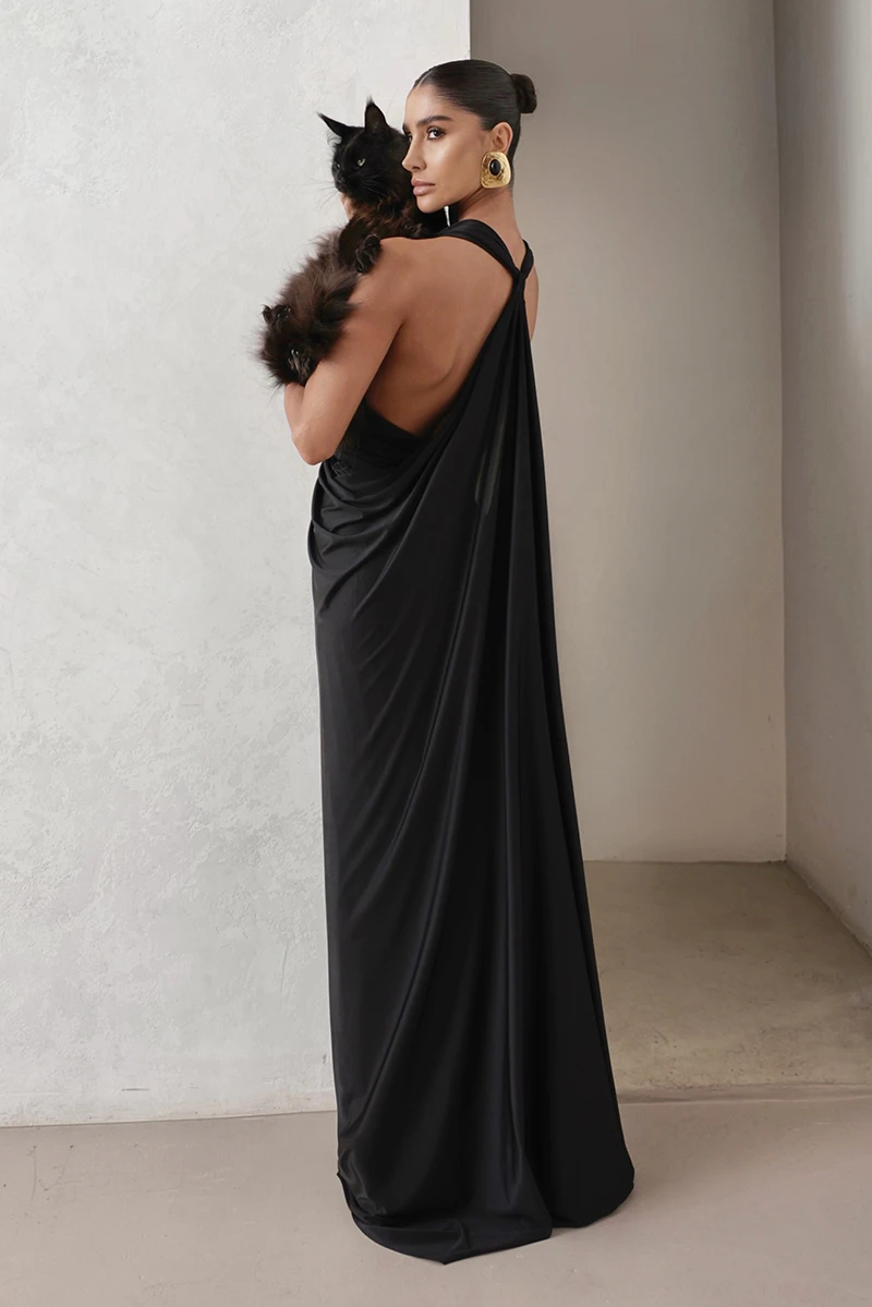 Dot Clothing - Dress Dot Clothing Long Aline Black - 2925PRETO