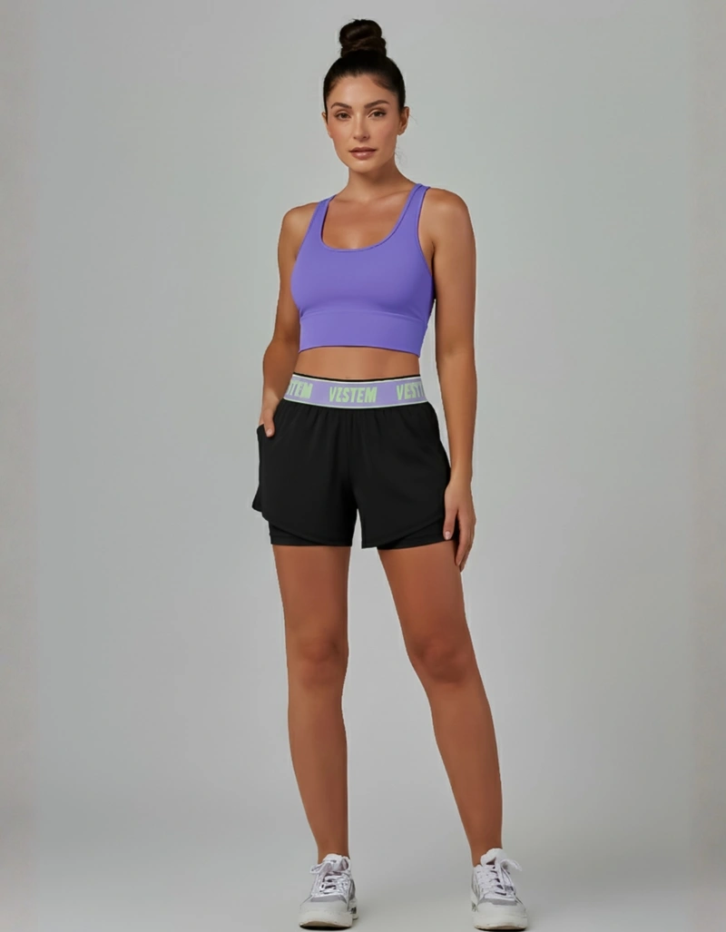 Vestem - Margot Neon Lavender Running Shorts and Top Set - CJ300.BF.C0412