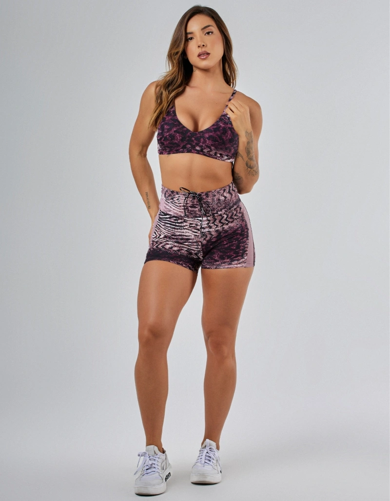 Vestem - Wild Animal Black and Satin Shorts and Top Set - CJ309.BF.E1365