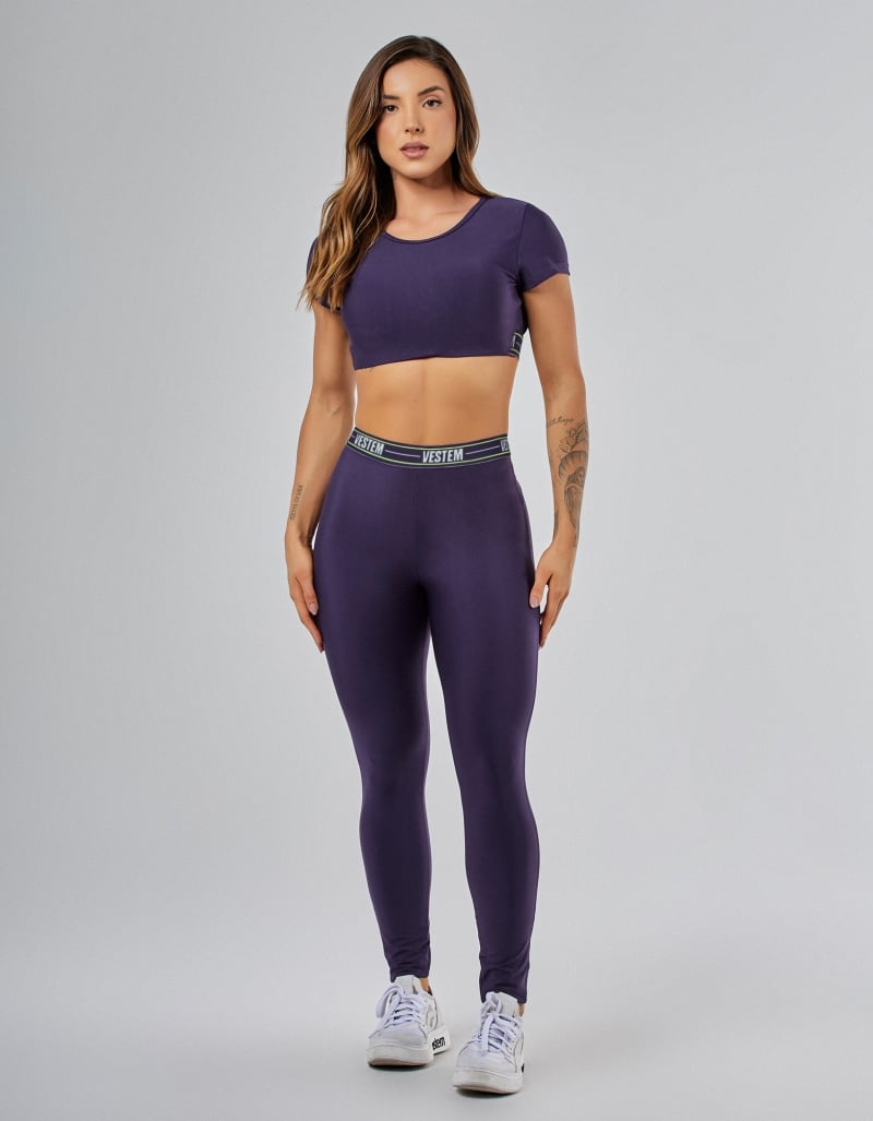 Vestem - Conjunto Legging e Top Gym Roxo Ametista e Lilás Lavanda e Am. Neon - CJ310.BF.C0611