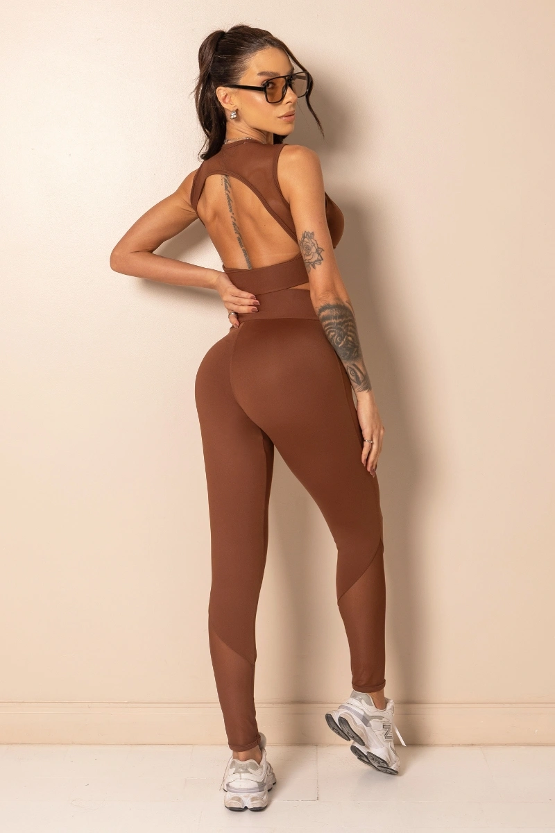 Hipkini - Fitness Style Yourself Caramel Coffee top with tulle - 33331541