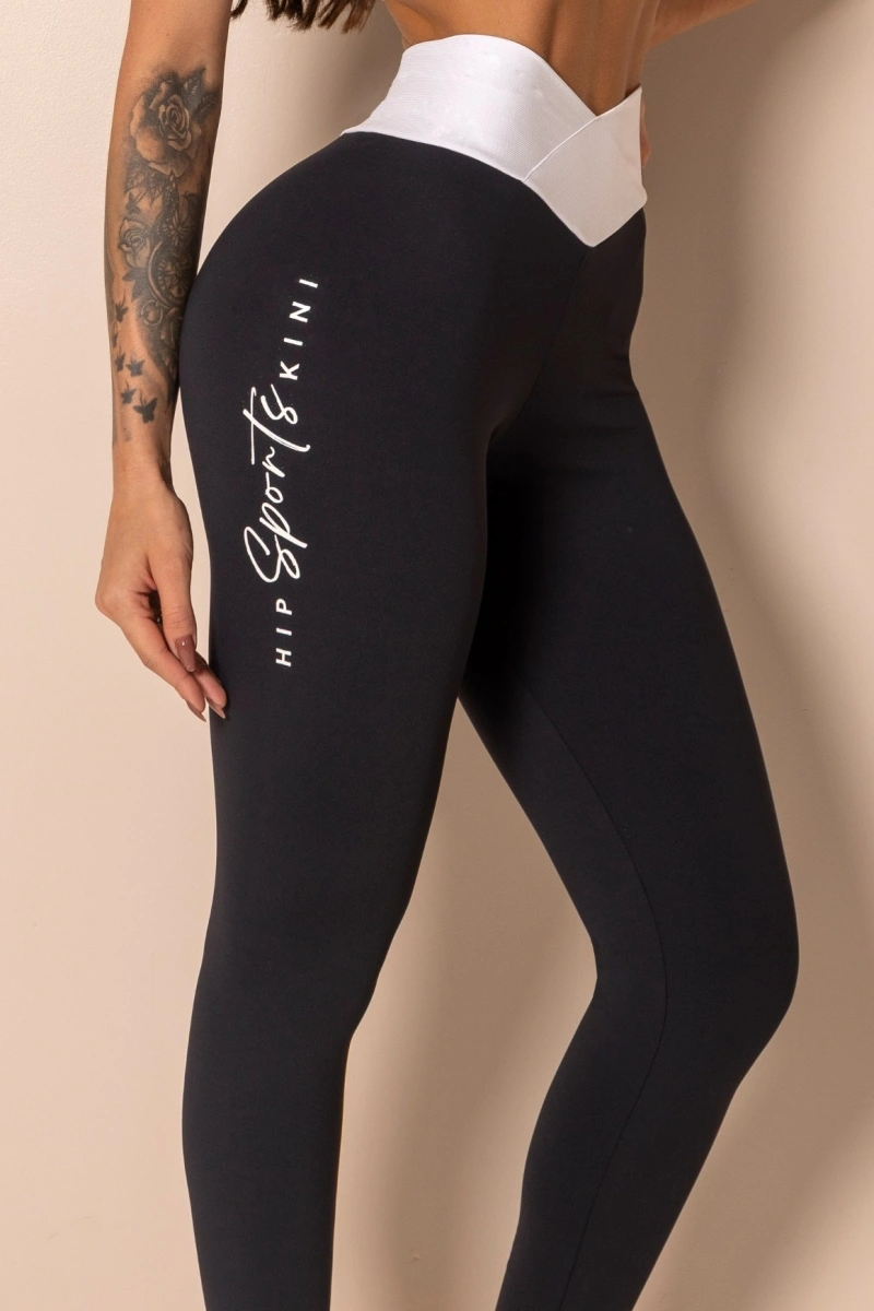 Hipkini - Black Fitness Style Leggings by You with crossover waistband. - 33331520