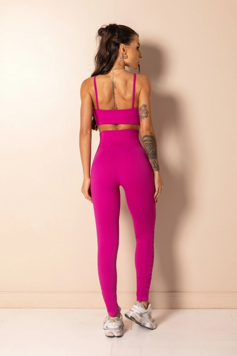 Hipkini - Seamless Style Yourself Fuchsia Pink Fitness Top with Thin Straps - 33331574