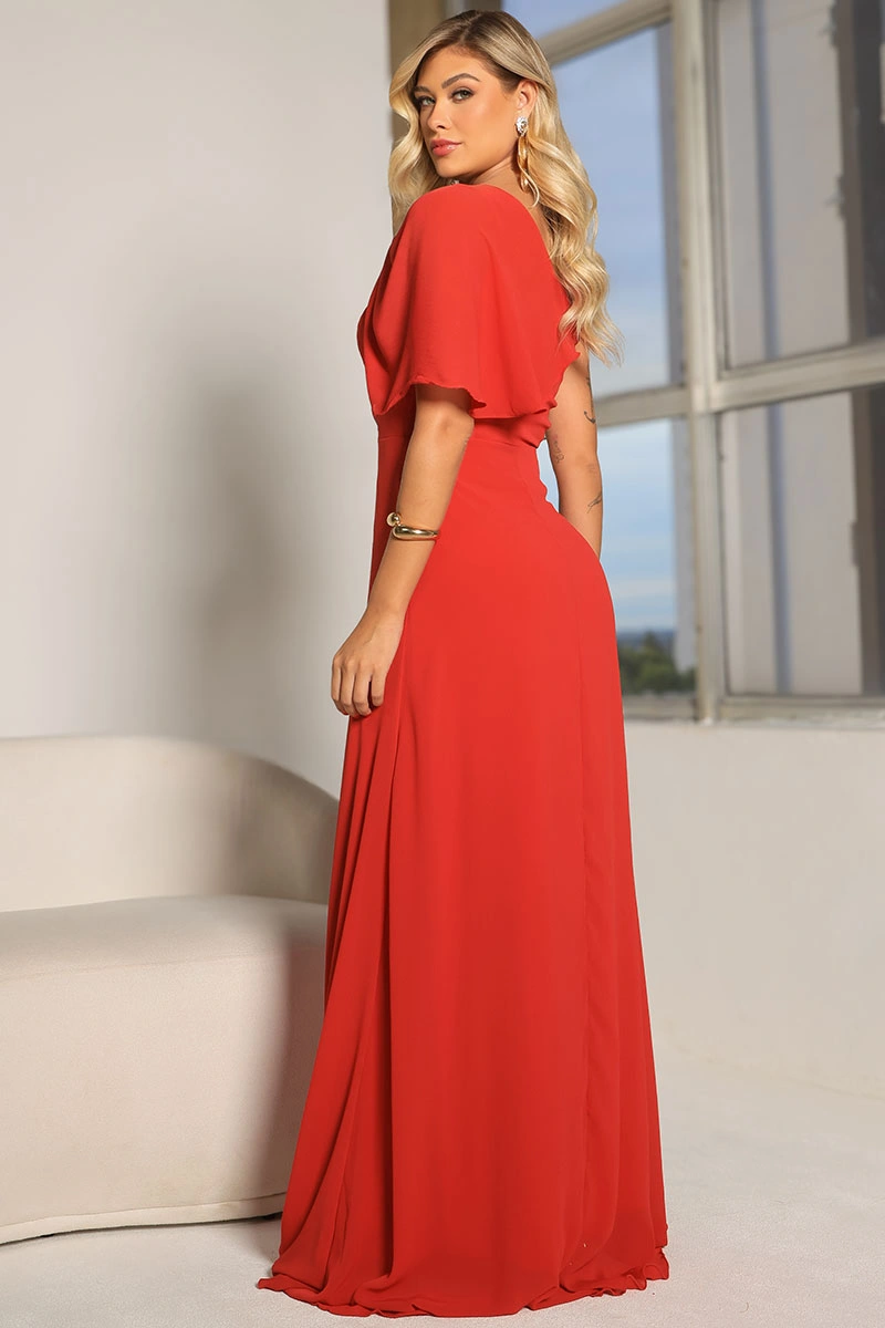 Miss Misses - Jamile Long One Shoulder Red Dress - 54739024
