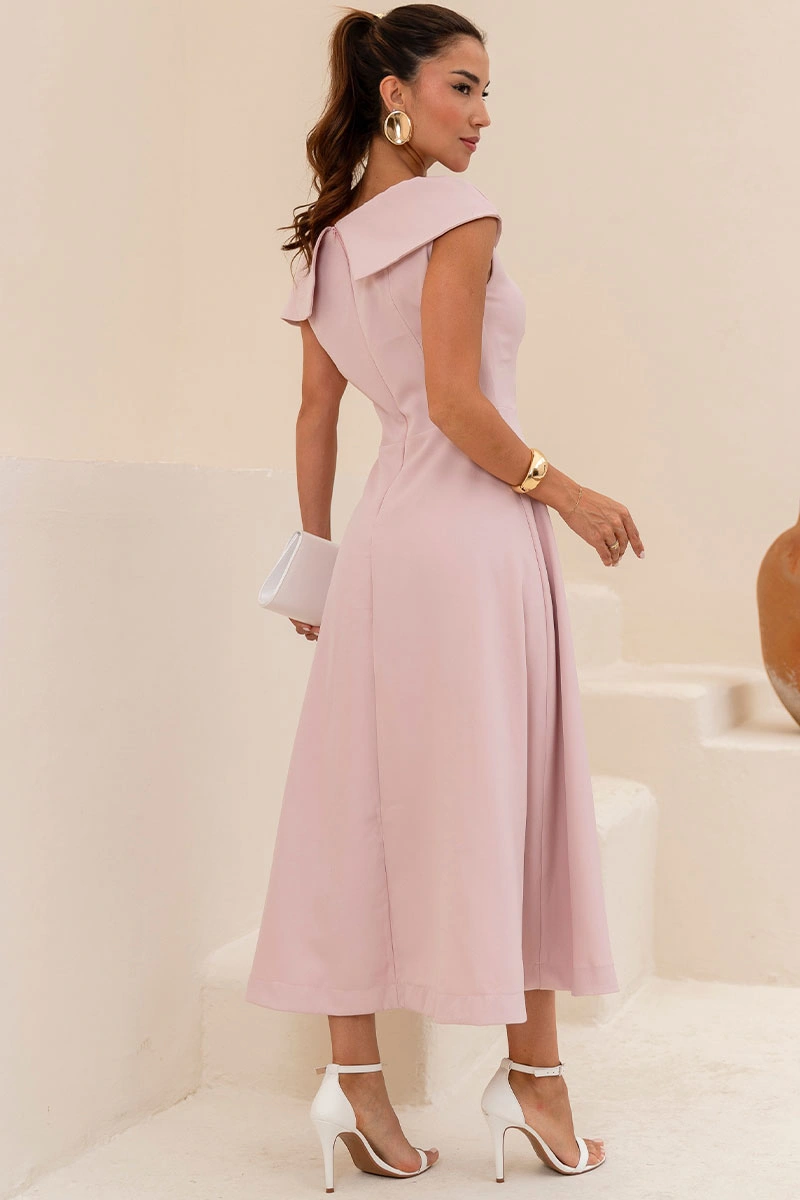 Miss Misses - Hilda Dress with Flower Detail on Collar, Rose - 54592031