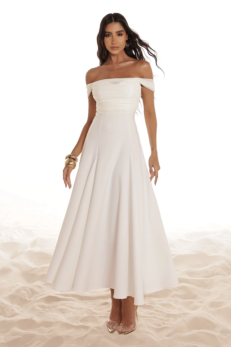 Dot Clothing - Dress Dot Clothing Marina Skirt Evasê W/ tulle Off White - 2918OFF