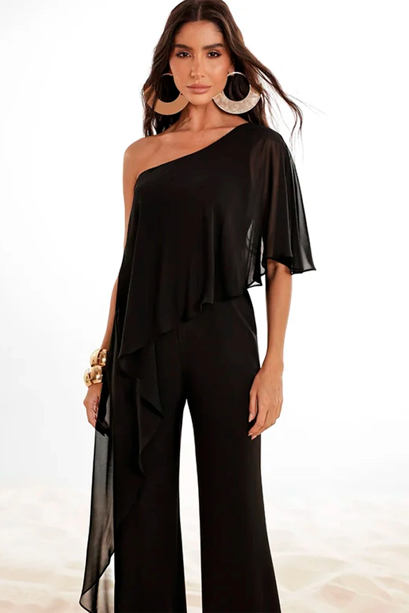 Dot Clothing - Jumpsuit Dot Clothing pinklia Scuba W/ Shirt Chiffon Black - 2917PRETO