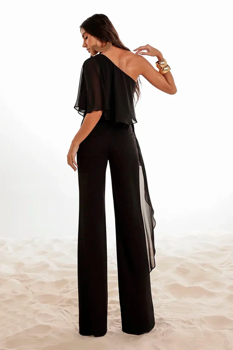 Dot Clothing - Jumpsuit Dot Clothing pinklia Scuba W/ Shirt Chiffon Black - 2917PRETO