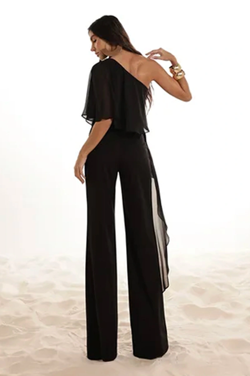 Dot Clothing - Jumpsuit Dot Clothing pinklia Scuba W/ Shirt Chiffon Black - 2917PRETO