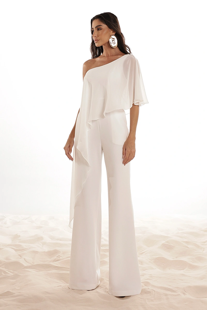 Dot Clothing - Jumpsuit Dot Clothing pinklia Scuba C/ Shirt Chiffon Off White - 2917OFF