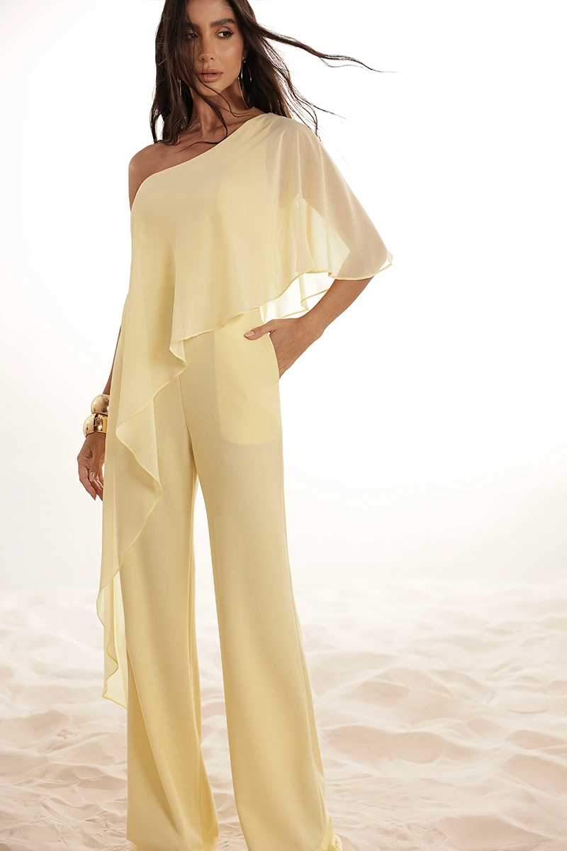 Dot Clothing - Jumpsuit Dot Clothing pinklia Scuba W/ Yellow Chiffon Shirt - 2917AMAR