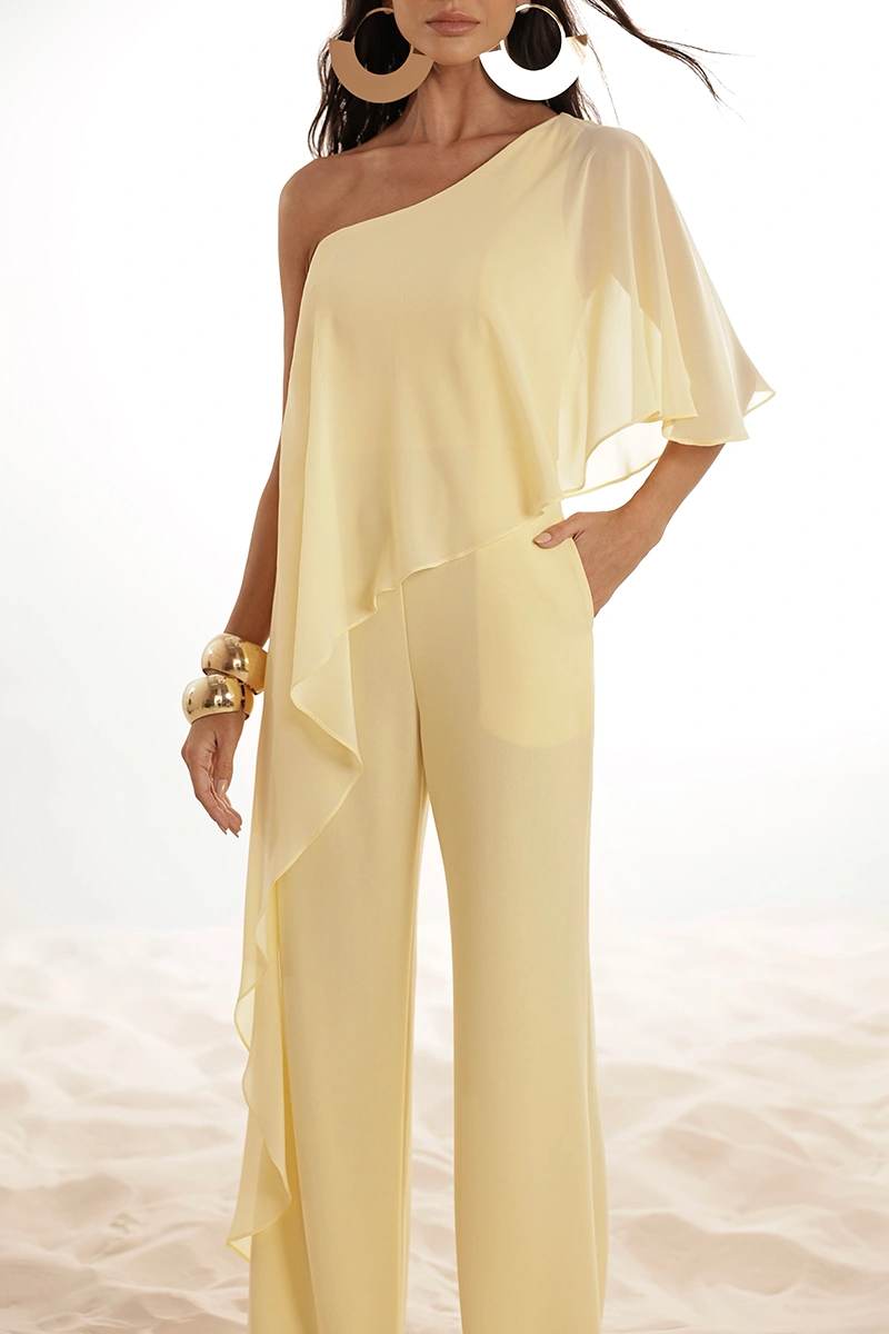 Dot Clothing - Jumpsuit Dot Clothing pinklia Scuba W/ Yellow Chiffon Shirt - 2917AMAR