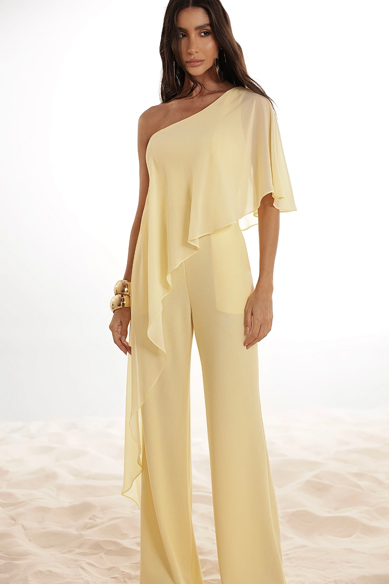 Dot Clothing - Jumpsuit Dot Clothing pinklia Scuba W/ Yellow Chiffon Shirt - 2917AMAR