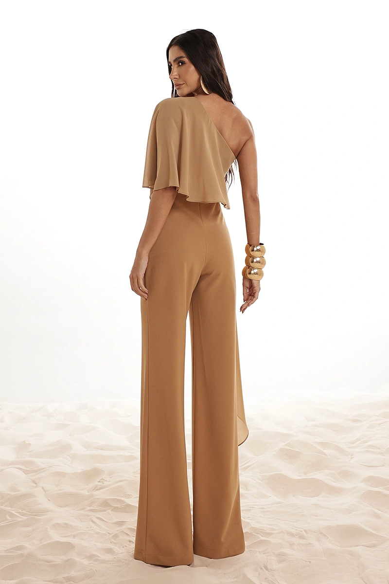 Dot Clothing - Jumpsuit Dot Clothing pinklia Scuba C/ Shirt Chiffon Beige - 2917BEGE