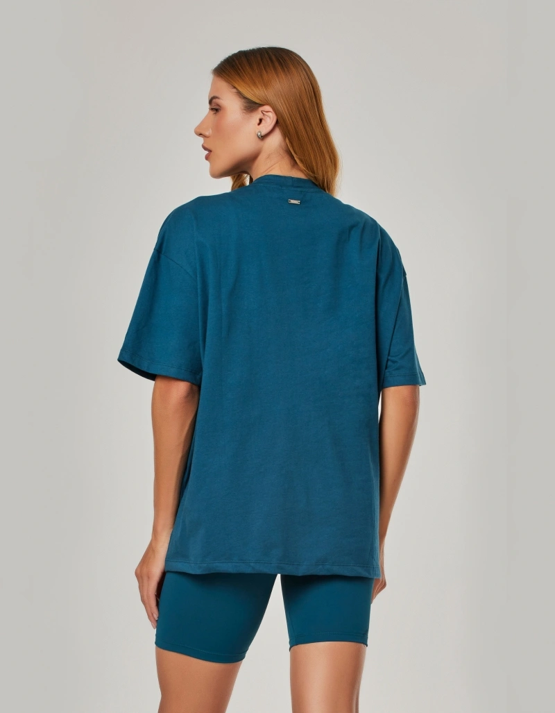 Vestem - Oversized T-shirt with Art of Living Blue Undersea print - BMC858.NY.C0730