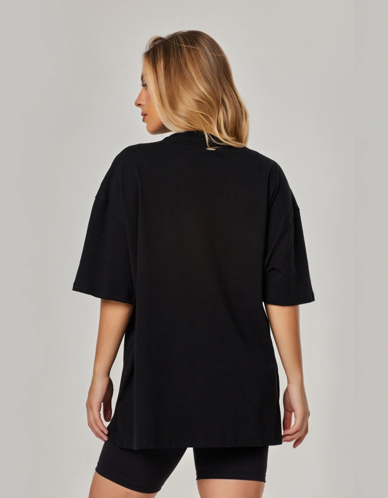 Vestem - Oversized T-shirt with Art of Living print, black. - BMC858.NY.C0002