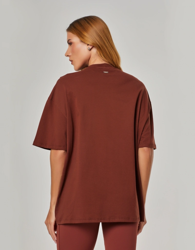Vestem - Oversized T-shirt with Vestem Club silk screen print, Sepia Brown. - BMC859.NY.C0697